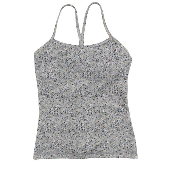 Lululemon Gray Speckled Power Y Tank Luon Petite Fleur Silver Spoon Size 4 - Picture 8 of 8